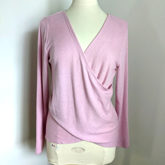 Nwt Seven 7 Pink Faux Wrap Sweater L - Picture 2 of 9